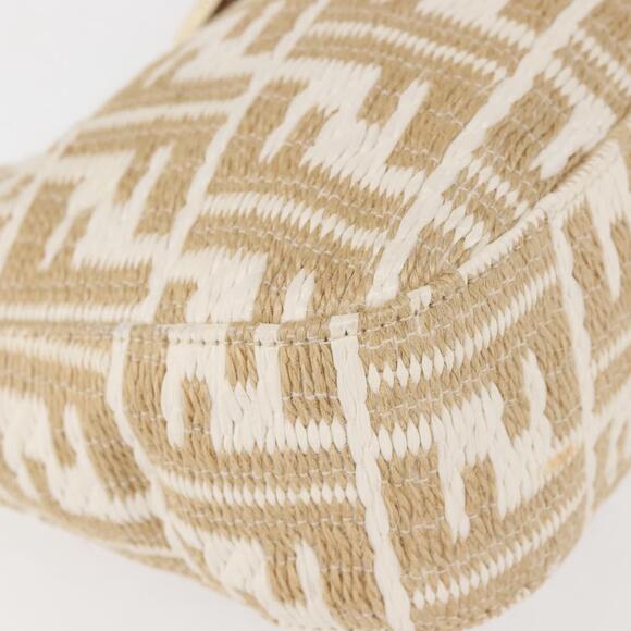 FENDI Zucca Canvas Shoulder Bag Straw Beige Gold - Picture 8 of 13
